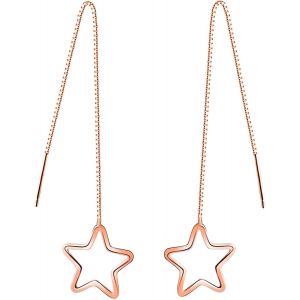 Kal-Argent 925 Boucle D'oreille Pendante Étoile Chaîne D'oreille Longue Femme Étoile Drop Dangle Gland Boucle D'oreille Chaîne Boucles D'oreilles Bijoux - Neuf