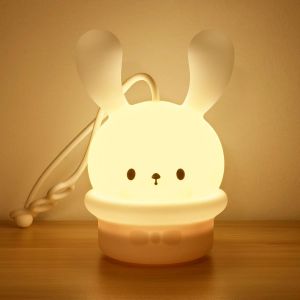 Veilleuse Enfant,Lampe De Silicone 9 Couleurs Usb Rechargeable Peut &Ecirc;tre Chronom&eacute;tr&eacute; Veilleuse Enfant Deco Lampe Pour D&eacute;coration No&euml;l Chambre Enfant Cadeau D'anniversaire (Lapin) - Neuf