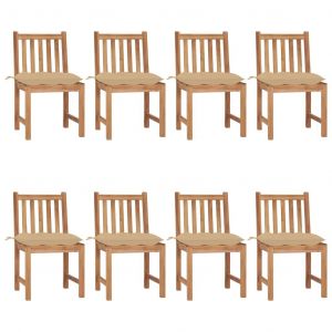 Prolenta Premium - Chaises De Jardin Lot De 8 Avec Coussins Bois De Teck Massif - Neuf