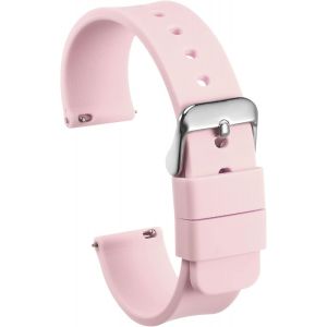 Jum-Bracelet De Montre Silicone 12mm Largeur Souple D&eacute;gagement Rapide Caoutchouc Remplacement Montre Bande Avec Inox Acier Boucle Pour Homme Femme,Rose - Neuf