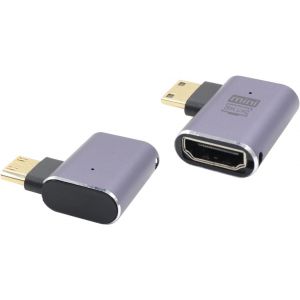 ERYI-Lot De 2 Adaptateurs Mini Hdmi Vers Hdmi À Angle Gauche De 90 Degrés - 48 Gbps - Haute Vitesse 2.1 - Adaptateur Mini Hdmi Mâle Vers Hdmi Femelle - 8K 4K Avec Lumières Led - Pour Ordinateur - Neuf