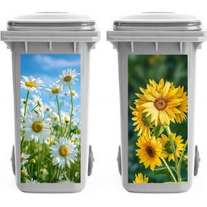 Autocollants de Poubelle à Roulettes,2pcs Autocollants de Fleur de Poubelle à Roulettes Auto-Adhésif Autocollants Pour Poubelles Roulettes pour Boîte,Réfrigérateur,Décoration Murale 38 * 82cm - Neuf