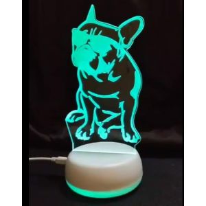 Veilleuse Bouledogue Fran&ccedil;ais, Bouledogue 3d Led Illusion Lampes De Bureau, 7 Couleurs Cadeaux D'anniversaire De No&euml;l Pour Filles Enfants B&eacute;b&eacute; Gar&ccedil;ons Hommes Femmes Et D&eacute;cor De Chambre - Neuf