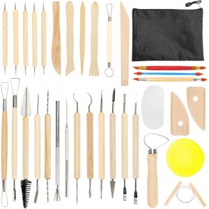 Mevronisshop-Lot De 32 Outils De Poterie - Outils De Modelage D'argile - Outil De Poterie Pour D&eacute;butants Et Experts - Avec Outils De Poterie De Qualit&eacute; Sup&eacute;rieure Pour C&eacute;ramique Et Artisanat - Neuf