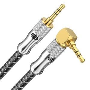 Aux Cable 90 Degr&eacute;s &Agrave; Angle Droit C&acirc;ble Auxiliaire M&acirc;le Vers M&acirc;le C&acirc;ble [Double-Braided Nylon C&acirc;bles Audio] Adaptateur De C&acirc;ble D'extension Audio St&eacute;r&eacute;o (0,5m) - Neuf