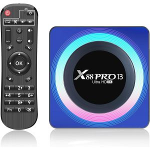 Android Tv Box,Android 13.0 2Go Ram 16Go Rom Rk3528 Quad-Core 64Bit Cortex-A53 Mali 450 Mp2 Gpu Support 8K 3D 1080P 2.4/5.0Ghz Wifi Bt5.0 10/100M Ethernet Dlna Usb 3.0 H.265 Smart Tv Box - Neuf