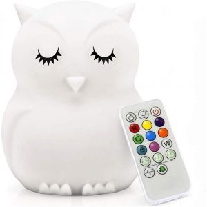 Grande Taille Hibou Veilleuse Enfants, Lampe De Chevet Bébé, 9 Couleurs Rechargeable Led, Télécommande + Tactile Dimm - Grande Hibou - Neuf