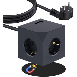 6 en 1 Cube Multiprise,Multiprise Cube,Multiprise Parafoudre avec 2 USB-C et 1 USB-A,Câble 1.5M,Multiprise USB pour Maison Bureau,Voyage,Gris - Neuf