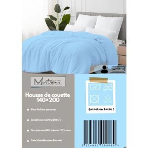 Housse De Couette Polycoton Bleu Ciel - 1 Personne 140 X 200 - Mortreux - Neuf
