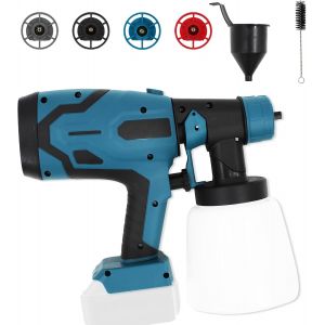 CHECARZHN--NO1-Système De Pulvérisation De Peinture Sans Fil Avec Réservoir De 800 Ml Et 4 Buses, 3 Modes De Pulvérisation, Pistolet À Peinture Pour Murs Et Clôtures, Compatible Avec Batterie Makita - Neuf