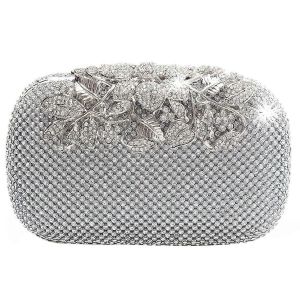 Unique fermoir argent Diamante cristal diamant soir&eacute;e sac &agrave; main pochette - Neuf
