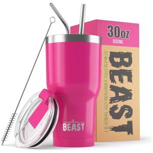 Beast Tasse Thermique De Voyage &iquest; 300 Ml I Arc-En-Ciel I Double Paroi Inox Caf&eacute; Isol&eacute; I Avec 2 Pailles S Et Brosse &Agrave; Dents De Nettoyage I Id&eacute;al Pour Caf&eacute; Froid Ou - Neuf