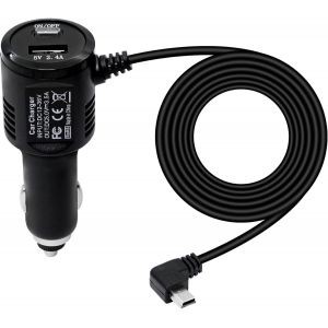 Chargeur de cam&eacute;ra de Tableau de Bord Mini USB avec Interrupteur Port USB Charge Rapide pour la Plupart des cam&eacute;ras embarqu&eacute;es et Navigation GPS (c&acirc;ble : 3,5 m) - Neuf