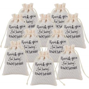 acdsgd-10 PCS Bachelorette Sacs Coton 4.1" x 5.7" Pochette Double Couche Non Blanchie avec Cordon de Serrage Sac de Remerciement pour Demoiselle d'honneur - Neuf