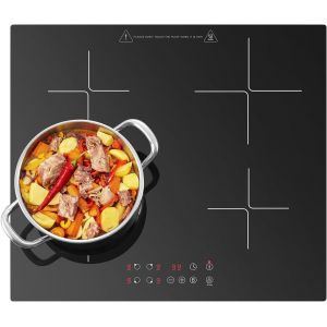 CHECARZHN--NO1-Plaque Induction 4 Feux, Plaque De Cuisson Electrique, Plaque Induction 60Cm Encastrable,Table De Cuisson Électrique 4 Foyers, Boost Fonction, Commande Tactile, 6000W,9 Niveaux De Puis - Neuf