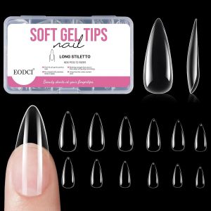 600 Pi&egrave;ces Faux Ongles, Transparente Capsule Ongle Gel Pose 12 Tailles Diff&eacute;rentes Mi-Givr&eacute; Acrylique Souple Ongles, Salons De Manucure Nails, Lampe Uv Ongles Gel Pose Ongles Kit Manucure - Neuf