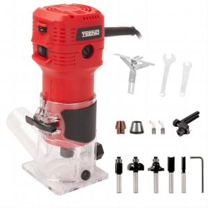 Affleureuse &Eacute;lectrique 650W 15000-32000 RPM Avec Housse Anti Poussi&egrave;re, Affleureuse &agrave; Bois Avec 5 Fraises Queue de 1/4", 6 Vitesses Variables, Base Fixe M&egrave;ches 6/6.35mm - Neuf