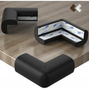 Noir - Lot De 10 Protections D'angle En Caoutchouc - Grand Coussin Pour Une Protection Maximale De Bébé - Protection D'angle De Table - Pré-Appliquées Avec Adhésif Double Face 3m - Neuf