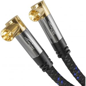- Câble D'Antenne 4K, Câble Tv Coudé À 90° - Câble Tv Avec Fiche Métallique Incassable Pour La Télévision Numérique Et Analogique - 3M (Fiche Coudée Vers Prise Coudée Pour Dvb-T/Dvb-S) - Neuf