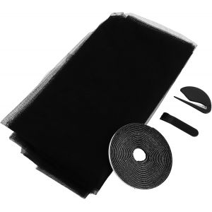 Lot de 4 moustiquaires pour fenêtre, avec bande Velcro autocollante, 1,3 m x 1,5 m, noir, protection contre les moustiques - Neuf