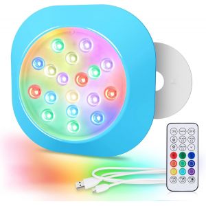 Rechargeable Eclairage Led Submersible, 14cm Lampe Piscine Couleur Rgbw Ip68 Étanches Avec Télécommande, Lumières Sous-Marines Magnétique Pour Piscines Hors Sol, Bois, Jacuzzi - Neuf