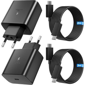 Kalanka-2 Pièces Chargeur Usb C Rapide 45 W, Chargeur Pour Samsung Charge Rapide Protection Multiple, Prise Usb C Avec Câble De 2 M Long, Antistatique Chargeur Rapide Pour S24/S23/Ultra/Plus - Neuf