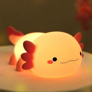 Senior-Veilleuse Mignonne Axolotl Led En Silicone Spongieuse, Veilleuse Fantaisie Pour Chambre D'enfant, Veilleuse Rechargeable À 2 Niveaux À Intensité Variable Pour Décoration De Chambre, Cadeau[L1979] - Neuf
