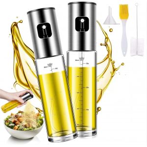 KALANKA-100 ML Spray Huile Cuisine, Lot de 2 Vaporisateur huile avec &Eacute;chelle avec Entonnoir, Oil Spray pour Friteuse &agrave; Air Chaud Cuisine Accessoires pour Salades, Griller, Fourm - Neuf