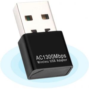 USB WiFi Dongle 1300 Mbps,adaptateur WiFi USB 802.11 AC double bande 5 GHz/2,4 GHz rapide USB 3.0 gain élevé 5 dBi avec double antenne adaptateur réseau pour ordinateur de bureau portable prend en - Neuf