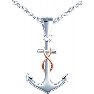 Kales-Collier Et Boucles D'oreilles Pour Femmes Et Filles,Bijoux Parures En Argent 925,Ancre Argent Incrust&eacute;e Du Symbole De L'infini Or Rose,Proc&eacute;d&eacute; Unique De Galvanoplastie Couleur,&Eacute;l&eacute;gant - Neuf