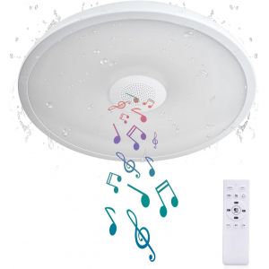 Subzonal-Plafonnier Led &Eacute;tanche, Lampe Musicale Avec Haut - Parleur Bluetooth,Avec Fonction De Gradation, Fonction De Changement De Couleur Rgb, Pour Salle De Bain, Chambre &Agrave; Coucher - Neuf