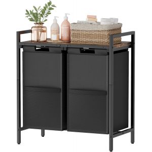 MEVRONISSHOP-Panier &agrave; linge noir avec &eacute;tag&egrave;re &agrave; 2 compartiments, panier &agrave; linge avec &eacute;tag&egrave;re, panier &agrave; linge, panier &agrave; linge, panier &agrave; linge, bo&icirc;te &agrave; linge, panier &agrave; linge, bo&icirc;te &agrave; linge, panier &agrave; li - Neuf