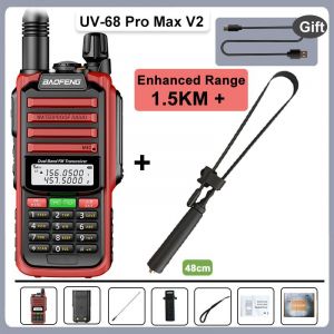 UV-68 Pro Max V2 IP68 étanche talkie-walkie 8800 mah batterie Type C UHF VHF double bande 128 canaux UV-S22 UV-98 Pro Radios rouges - Type Red-48CM Antenna #B - Neuf