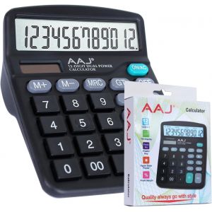 LETNERNY-Calculatrice &Eacute;lectronique,Calculatrice De Bureau,Batterie Solaire &Agrave; 12 Chiffres Double Puissance,&Eacute;cran Lcd Et Grands Boutons,Travail De Bureau Et D'&Eacute;cole (Batterie Incluse),Noir - Neuf