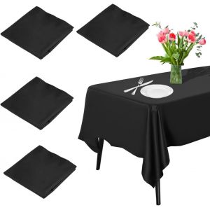 Lot de 4 Nappe Jetable Noire, Nappe Plastique 137 cm x 274 cm Nappe Rectangulaire, Nappe de Fête, Nappe d'anniversaire Décorations de Fête pour Mariages Banquets, Dîners, Pique-Nique, Halloween, Noël - Neuf