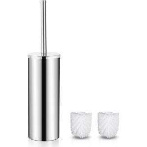 TEPPC-Gricol Brosse WC INOX Brosse Toilette en Acier Et Support Brosse De Toilette sur Pied avec Une Brosse Suppl&eacute;mentaire pour Toilette de Salle de Bain, Argent - Neuf