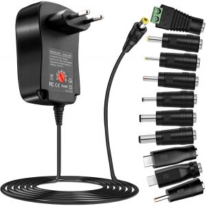 Adaptateur Universel 41 W AC vers DC 6 V 9 V 12 V 15 V 18 V 20 V 24 V 1 A 1,5 A 2 A, Chargeur d'alimentation &agrave; d&eacute;coupage avec Port USB 5 - Neuf