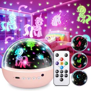 Jouet Licorne Pour Filles, 93 Modes + Télécommande : Jouets Licorne, 3 Minuteurs Et 3 Luminosités, Cadeaux De Bébé Pour Fille De 4 Ans, Jouets Pour Bébé Rotatif À 360°, Décoration De Chambre - Neuf