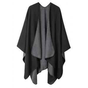 Les Femmes De Bloc De Couleur Ch&acirc;le Wrap Ouvert Sur Le Devant Poncho Cape De Mode De L'automne, Tricot Douce Mat&eacute;riel De, Taille Unique, Style Polyvalent - Neuf
