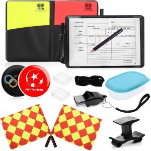 Acdsgd-Kit D'arbitrage Football, Carton Arbitre Set Avec Sifflet Arbitre, Carton Rouge Et Jaune, Carnet D'arbitre, Jeton De Vote, Pinces &Agrave; Doigts, Drapeau D'arbitre Pour Football Scolaire Sports Jeu - Neuf