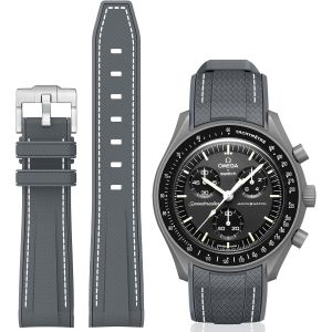 Kal-Bracelet De Rechange Incurvé En Silicone Compatible Avec Montre Omega X Swatch De 20 Mm, Swatch Omega Moonswatch Speedmaster Pour Homme Et Femme - Neuf