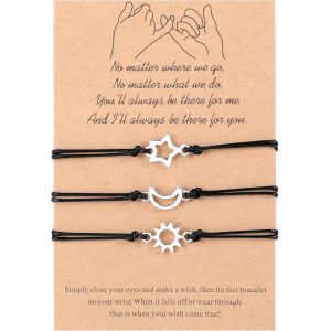 Eryi-Pinky Bracelet De Relation Assorti Pour Meilleurs Amis, Mauvais ?il, Soleil, Lune, Étoile Pour Femme, Bracelet D'amitié Tressé Réglable Pour Femme, Homme, Meilleure Amie, S?ur, Acier Allié - Neuf