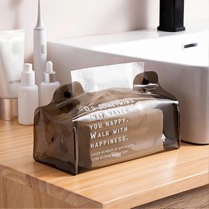 Boîte de mouchoirs en PVC transparent Boîte de papier toilette réutilisable multifonctionnelle pour le bureau à domicile Voiture Hôtel Dortoirs - Neuf