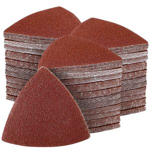 Lot de 156 plaques abrasives multi-outils pour ponceuse Delta, support de ponçage à 3 doigts et 3 disques abrasifs triangulaires, 150 feuilles de papier abrasif, avec grain 60/80/120/180/240 - Neuf