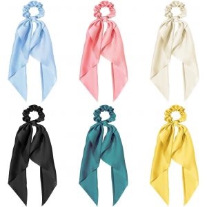 6 Pi&egrave;ces Chouchous Satin Soie &Eacute;lastique Bandes, Bandes De Cheveux &Eacute;lastiques &Eacute;lastiques En Satin, Porte-Queue De Cheval De Mode Accessoires De Cheveux Sucr&eacute;s Pour Les Femmes Filles - Neuf