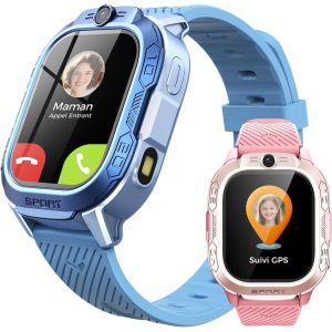 Montre Connect&eacute;e Enfant GPS et T&eacute;l&eacute;phone &iquest; ChatGPT AI Montre Intelligente avec Appels Vid&eacute;o, Chat Vocal, SMS, WiFi, 47 Jeux, Mode Scolaire, 4 Modes Sportifs, Cadeau pour Enfants d&egrave;s 4-13 Ans(Blau) - Neuf