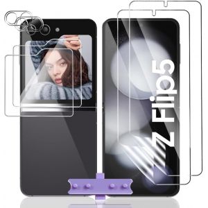 CAUC-Protection d'&eacute;cran pour Samsung Galaxy Z Flip 5 5G [2 Pi&egrave;ces] et Verre Tremp&eacute; Cam&eacute;ra Arri&egrave;re Protecteur [2 Pi&egrave;ces] et Protecteur d'&eacute;cran externe [2 Pi&egrave;ces], Protection pour Galaxy Z Flip 5 5G - Neuf