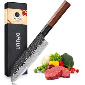 Mevronisshop-Santoku Japonais Damas 18cm, Couteau De Cuisine Professionnel En Acier Vg10 &Agrave; Haute Teneur En Carbone, Manche En Bois De Rose Avec Coffret Cadeau - Neuf