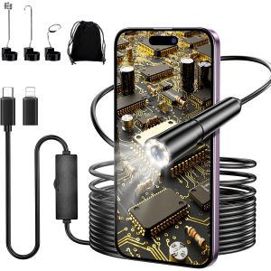 MEVRONISSHOP-Camera Endoscopique avec Lumi&egrave;re - Sonde 8mm 1920 HD, 6 LEDs, C&acirc;ble Semi-Rigide 5m IP67 - Camera Inspection Canalisation pour Android & iOS, Endoscope pour R&eacute;paration Auto, Plomberie, Ma - Neuf