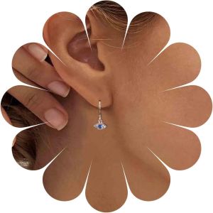 Kal-Boucles D'oreilles Pendantes Oeil Maléfique En Cz Or Petites Boucles D'oreilles Oeil Maléfique Petites Boucles D'oreilles Oeil Turc En Cristal Boucles D'oreilles Pour Femmes Et Filles (Doré) - Neuf